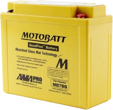 MotoBatt MB7BB 12V 9 Amp 150CCA Factory Activated QuadFlex AGM Battery Replaces - YB7B-B