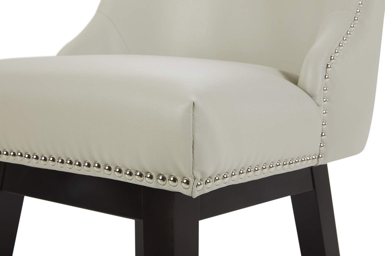 Suреr Brаndѕ CHITA Counter Height Swivel Barstool, Upholstered Faux Leather Stool, 26 H Seat Height, Creamy Gray