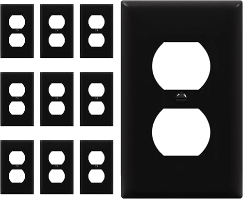 Miniatura 15 de ENERLITES Placa de pared dúplex para toma de receptáculo, cubierta de toma de corriente eléctrica, acabado brillante, tamaño mediano de 1 banda