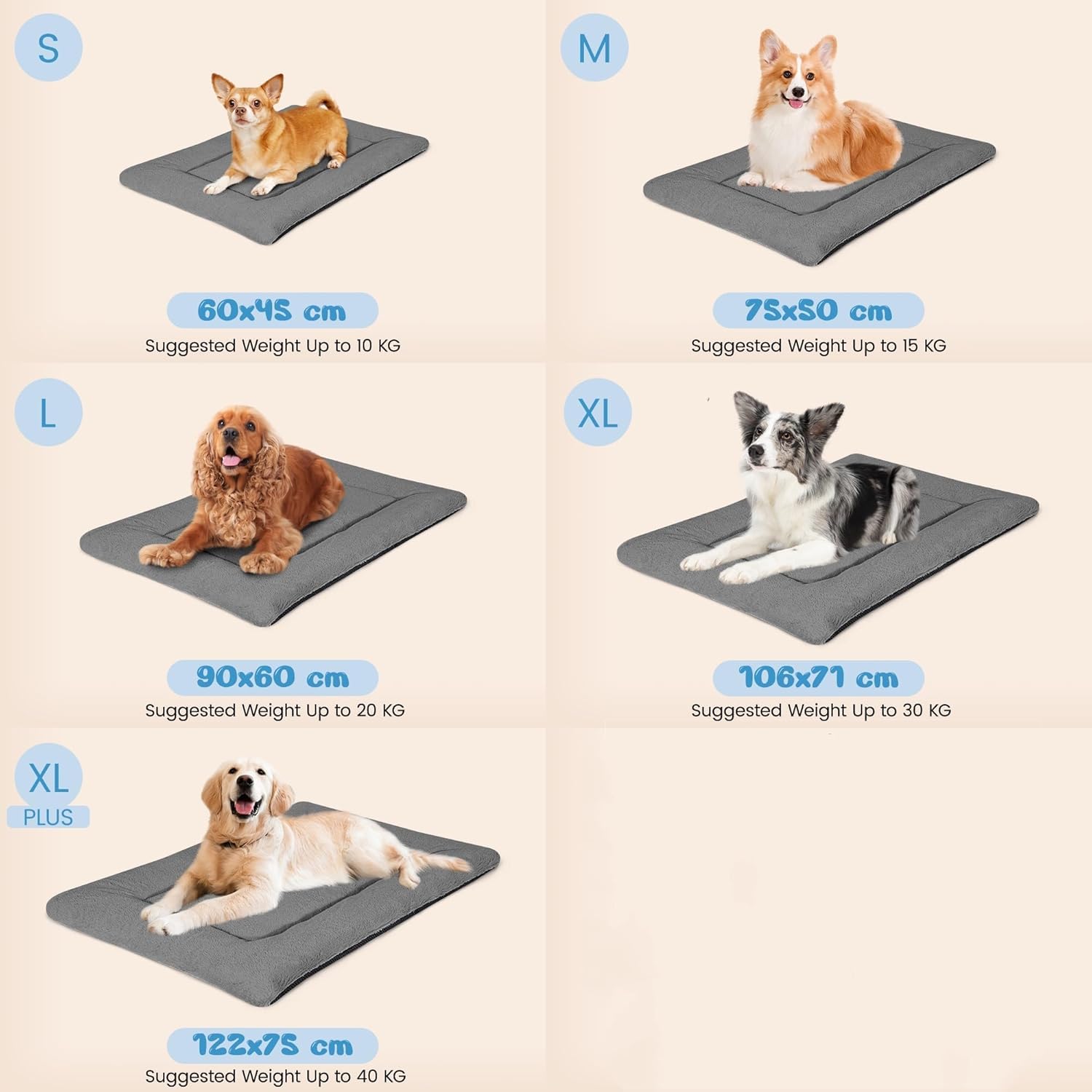 Amazon | ZENGAOOU 犬用ベッド、犬用クレートマット、洗濯可能