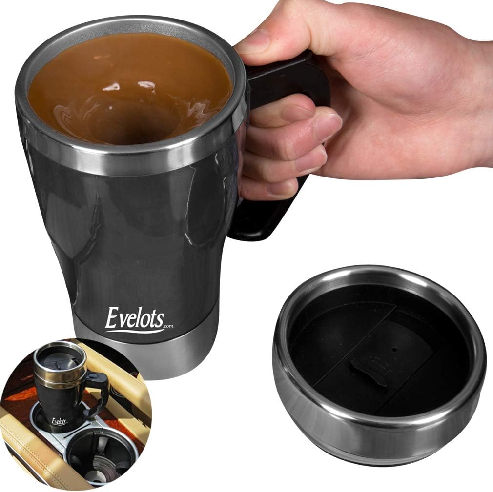 Evelots Self Stirring Car Coffee/Tea/Shake Mug-Electric-10 Ounce-Stainless Steel
