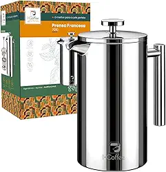 iCoffee 700 mL Cafeteira Prensa Francesacom Filtro de 4 Estágios e Isolamento Duplo, Cafeteira de Aço Inoxidável