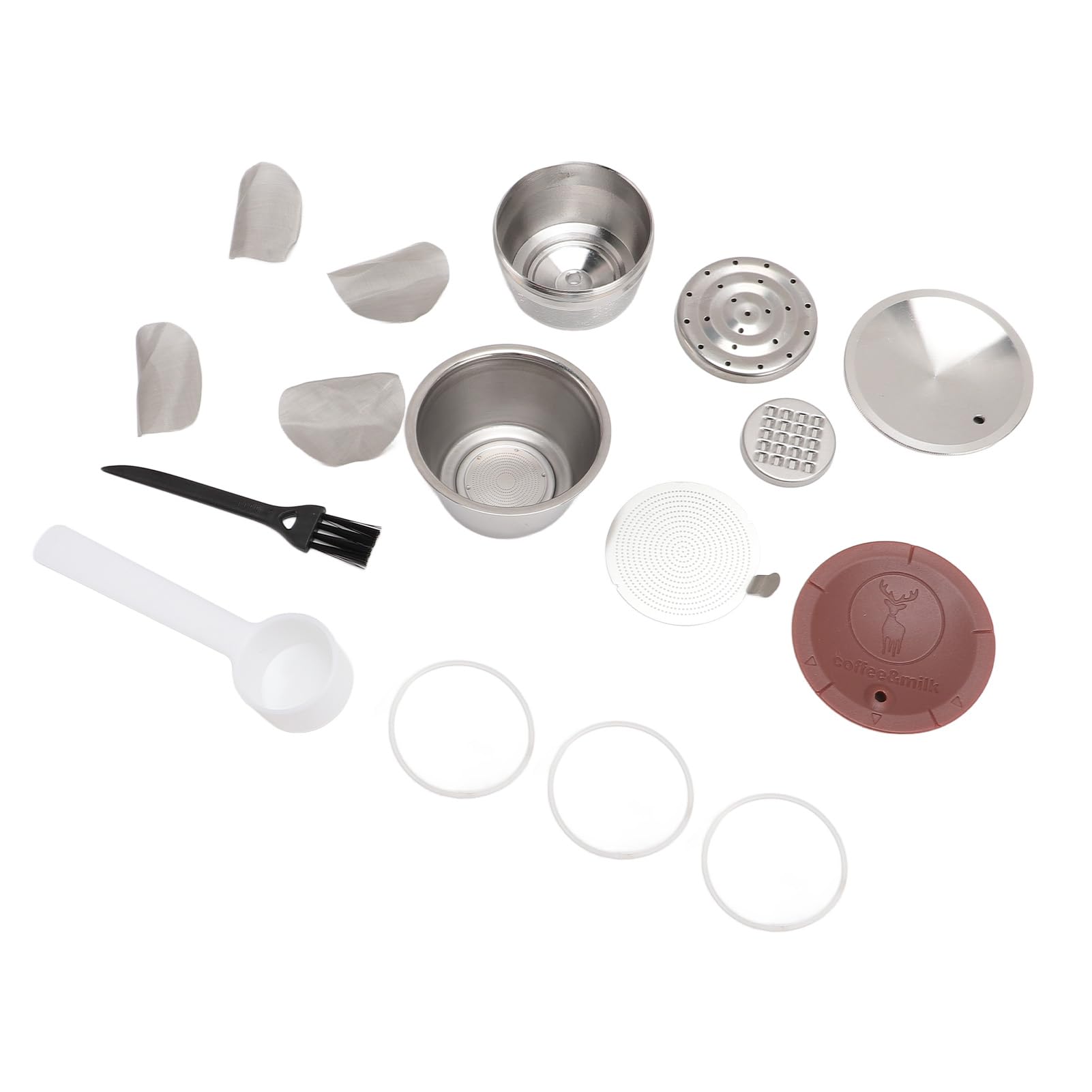 Hidyliu Cápsula de café de Acero Inoxidable con Tapa de Silicona, Taza Reutilizable Portátil para Viajes de Oficina en Casa, 177g