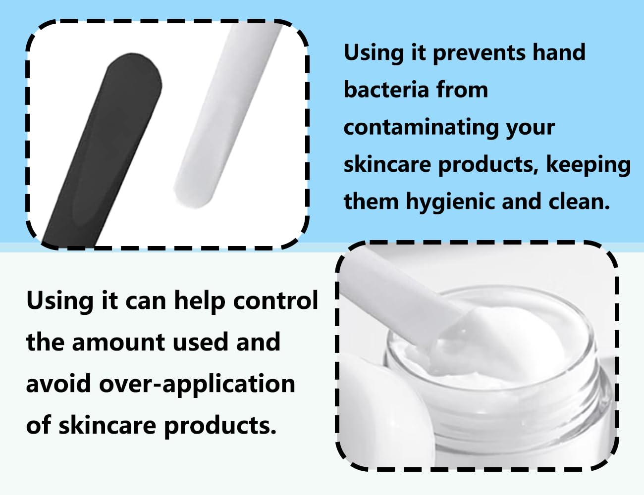 KAPSING 6 pezzi spatola cosmetica, spatola cosmetica, pennello per maschera, spatola per trucco in plastica, cucchiaio per crema per maschera viso (bianco e nero)