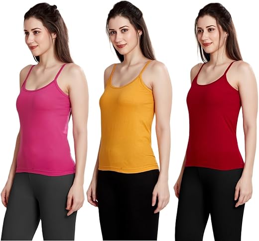 Poomex® Angel Slip/Women's & Girls Slip/Camisole Slip - (3 Pcs, Multi Colors)