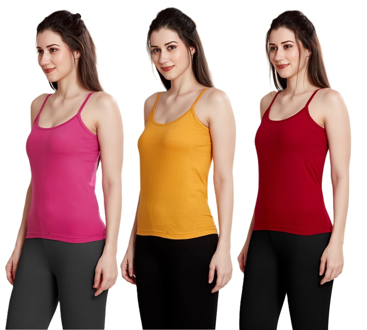 Angel Slip/Women's & Girls Slip/Camisole Slip - (3 Pcs, Multi Colors)-image-38