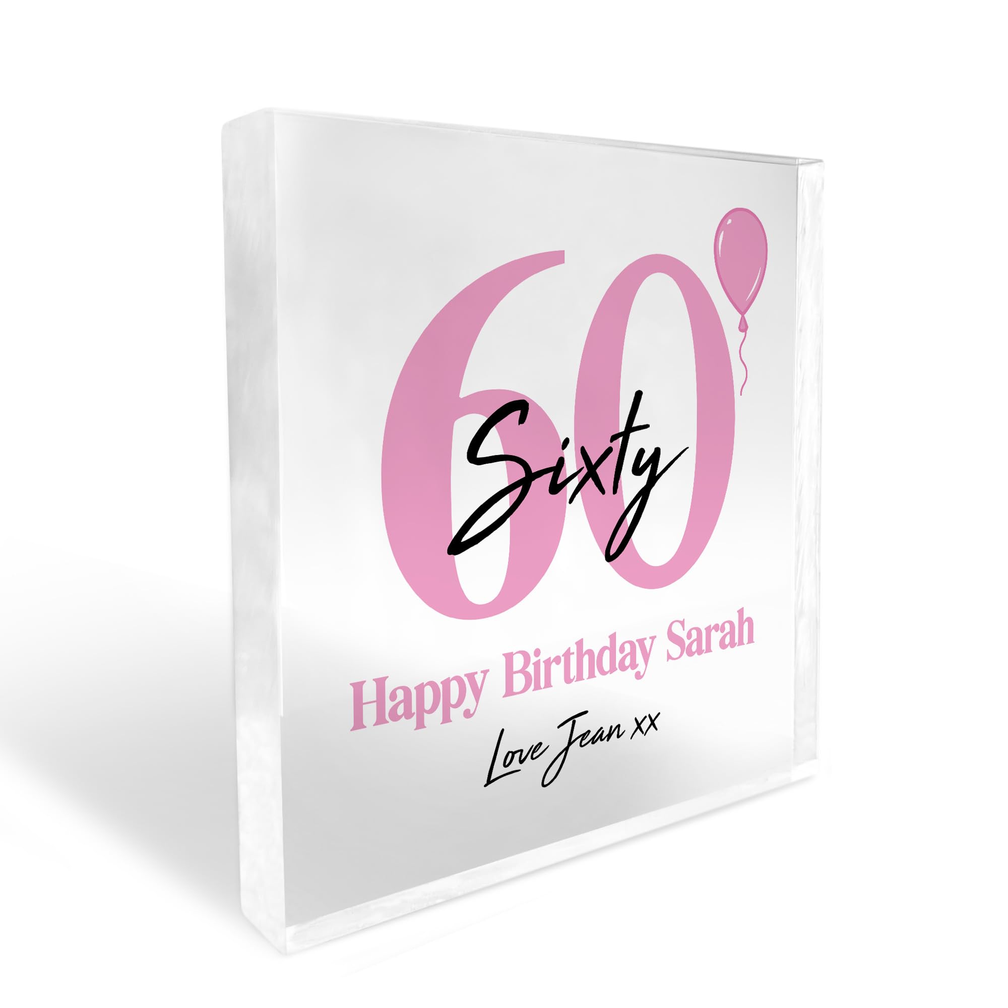 Red Ocean PERSONALISED 60th Birthday Gifts For Mum Nan Auntie Best Friend Clear Block 60th Birthday Gifts For Women