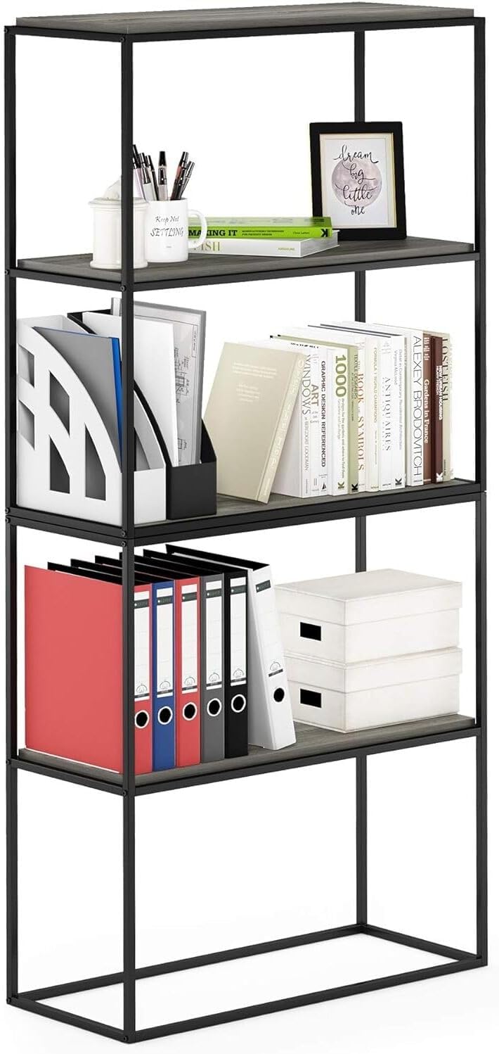 HomeStock Modern Motifs Wide Stackable Shelf with 2-Tier French Oak Gray