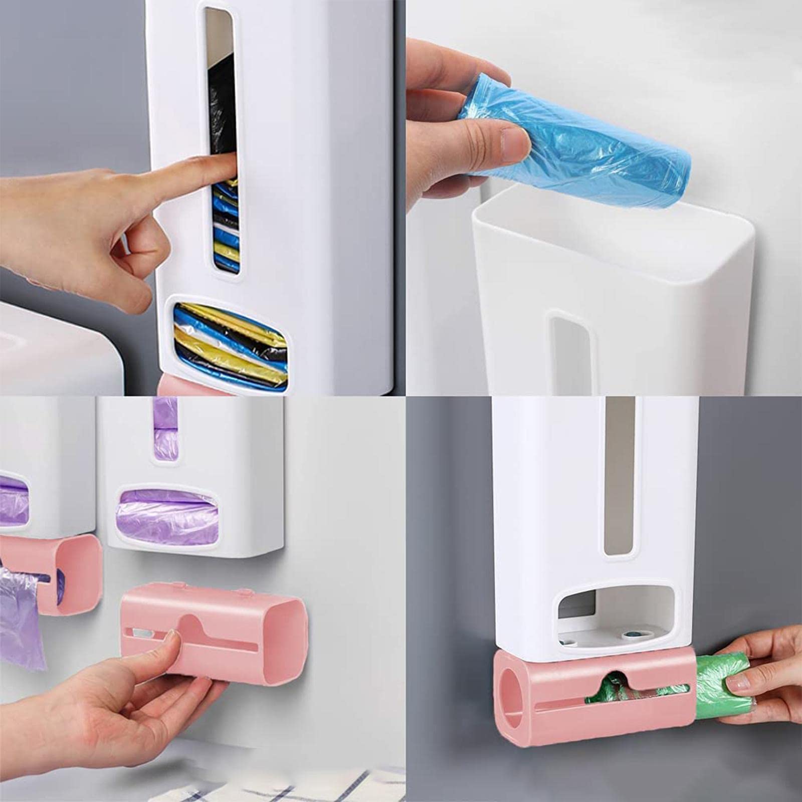 Boîte De Rangement Pour Sacs Poubelle à Suspendre Sans Percer - Pour Cuisine, Salle De Bain | Bleu, Plastique, 12 Cm