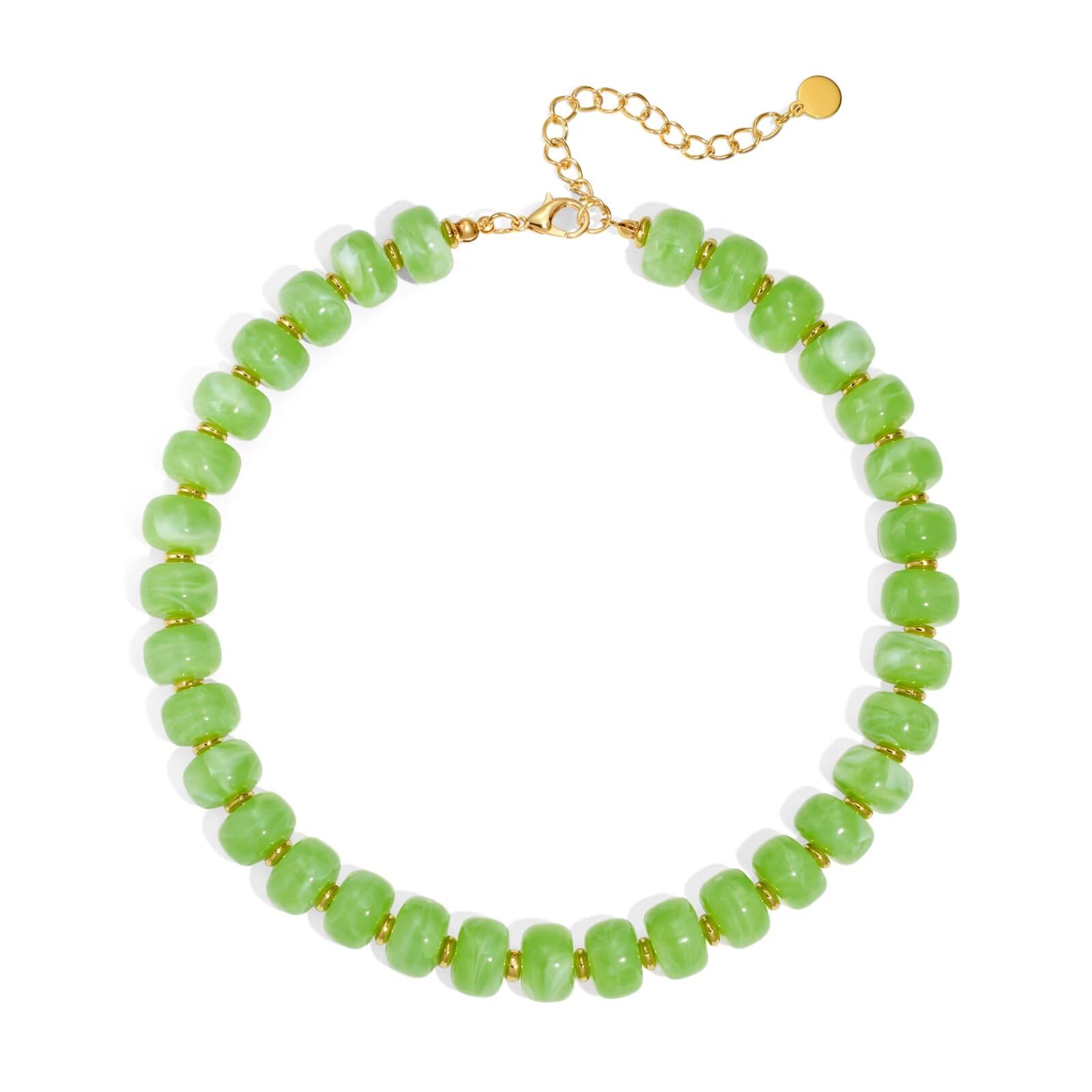 Colorful Beaded Necklace for Women Unique Resin Beads Choker Necklaces Boho Statement Chunky Necklace Summer Vacation Jewelry — view 22