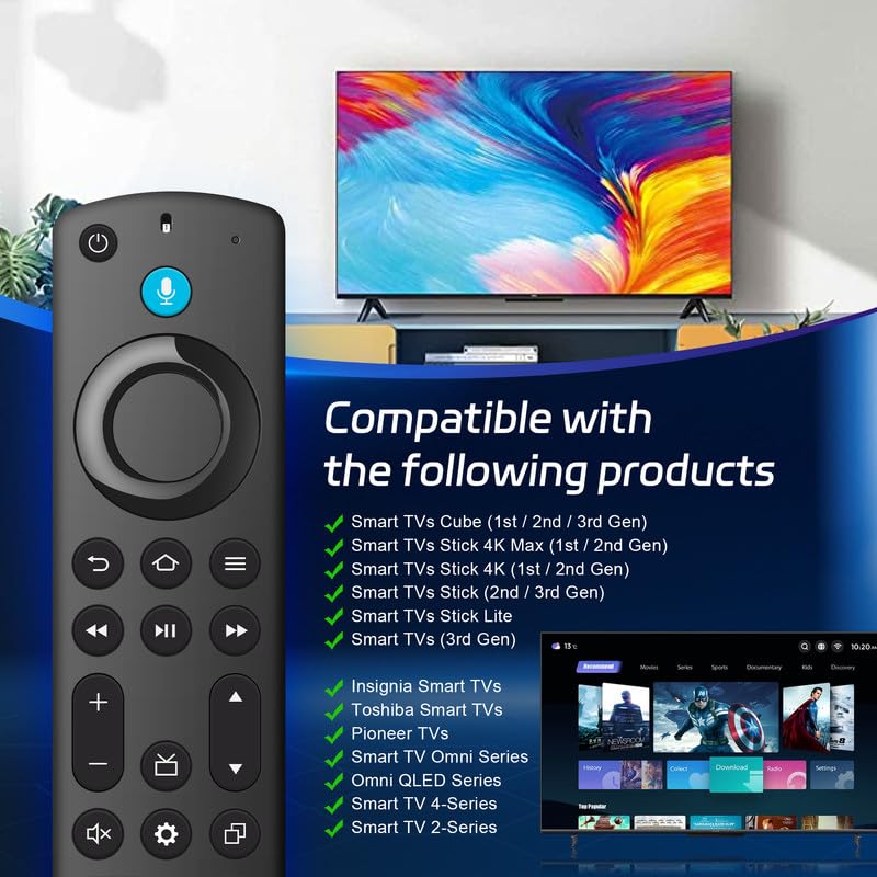 Image of Replacement Vioce Remote for Fire Smart TV Stick (2nd /3rd Gen) /4K Max /Lite, Universal Remote Compatible with Insignia, Pioneer QLED, Hisense, Stick 4K & TVs Cube, for Smart TV 3rd Gen