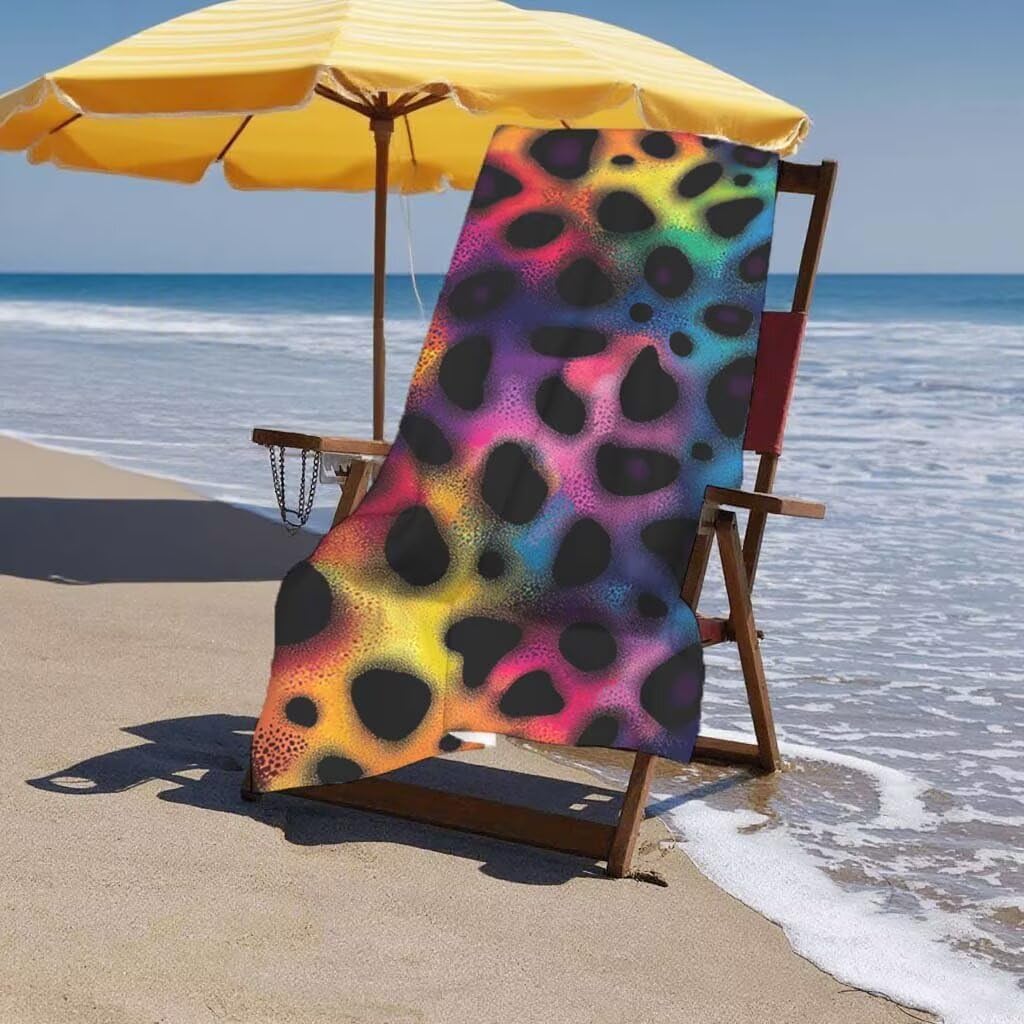 Toalla de Playa Grande 220x100cm/35x70cm, Juego de 2 Toalla Microfibra XXL de Antiarena, Toallas Playa Suave Ligera, Absorbente Secado Rápido, Beach Towel Viaje, Regalo Mujer Hombre (Leopardo) H-57
