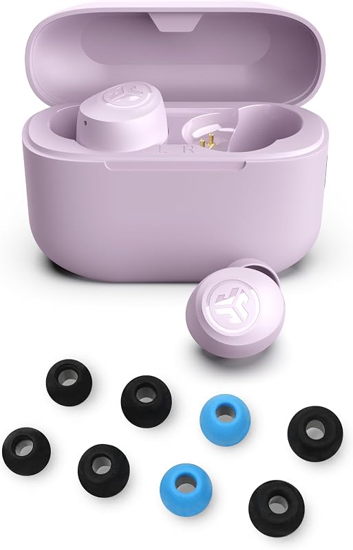 JLab Go Air Pop+ True Wireless Bluetooth Earbuds in Lilac Plus Cloud Foam Mnemonic Earbud Tips
