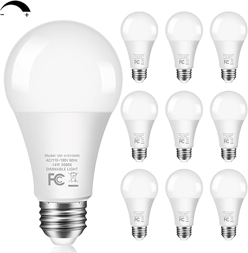 Miniatura 12 de Paquete de 16 bombillas regulables, equivalente a 100 W, bombillas LED A19 de 1500 LM, blanco cálido 3000 K, sin parpadeo, base E26 para cocina,