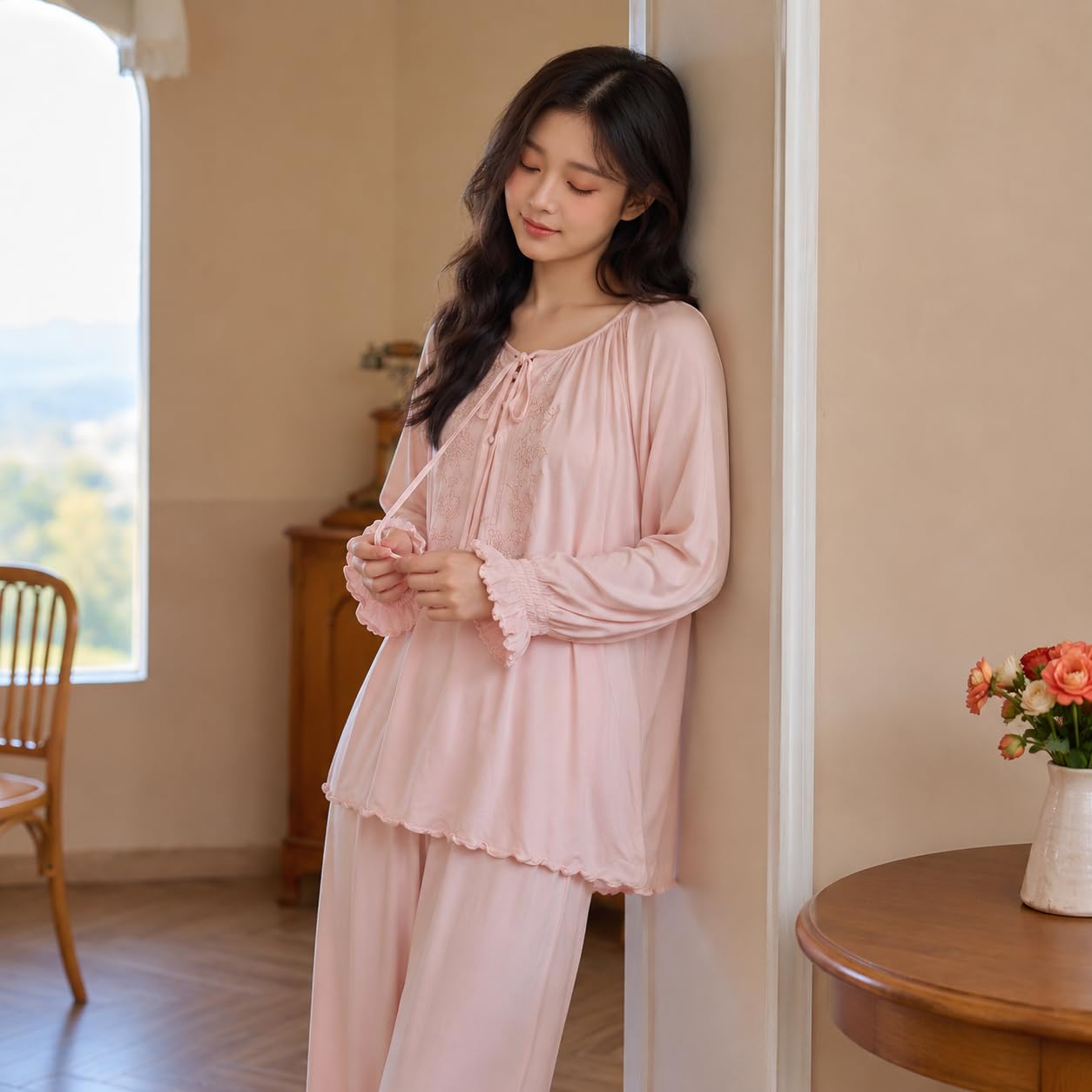 Pigiama Donna per, Due Pezzi in Fibra Modale e Spandex, per l'Estate, L