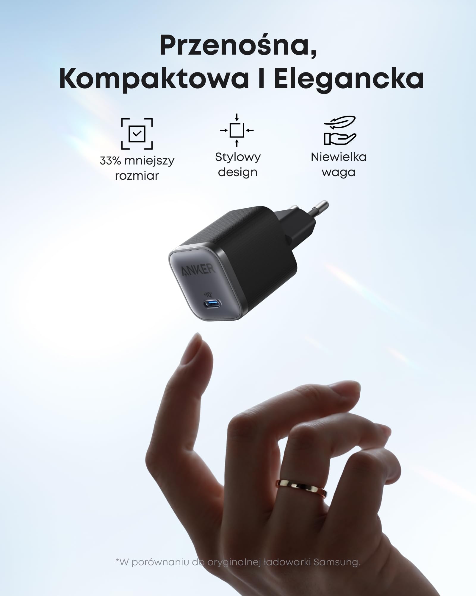 Szybka ładowarka USB-C Anker Nano 45 W, kompaktowa ładowarka USB typu C do urządzeń, takich jak Samsung Galaxy S25 Ultra/S24 Series, iPhone 17, MacBook, iPad (w zestawie kabel o długości 1,8 m)