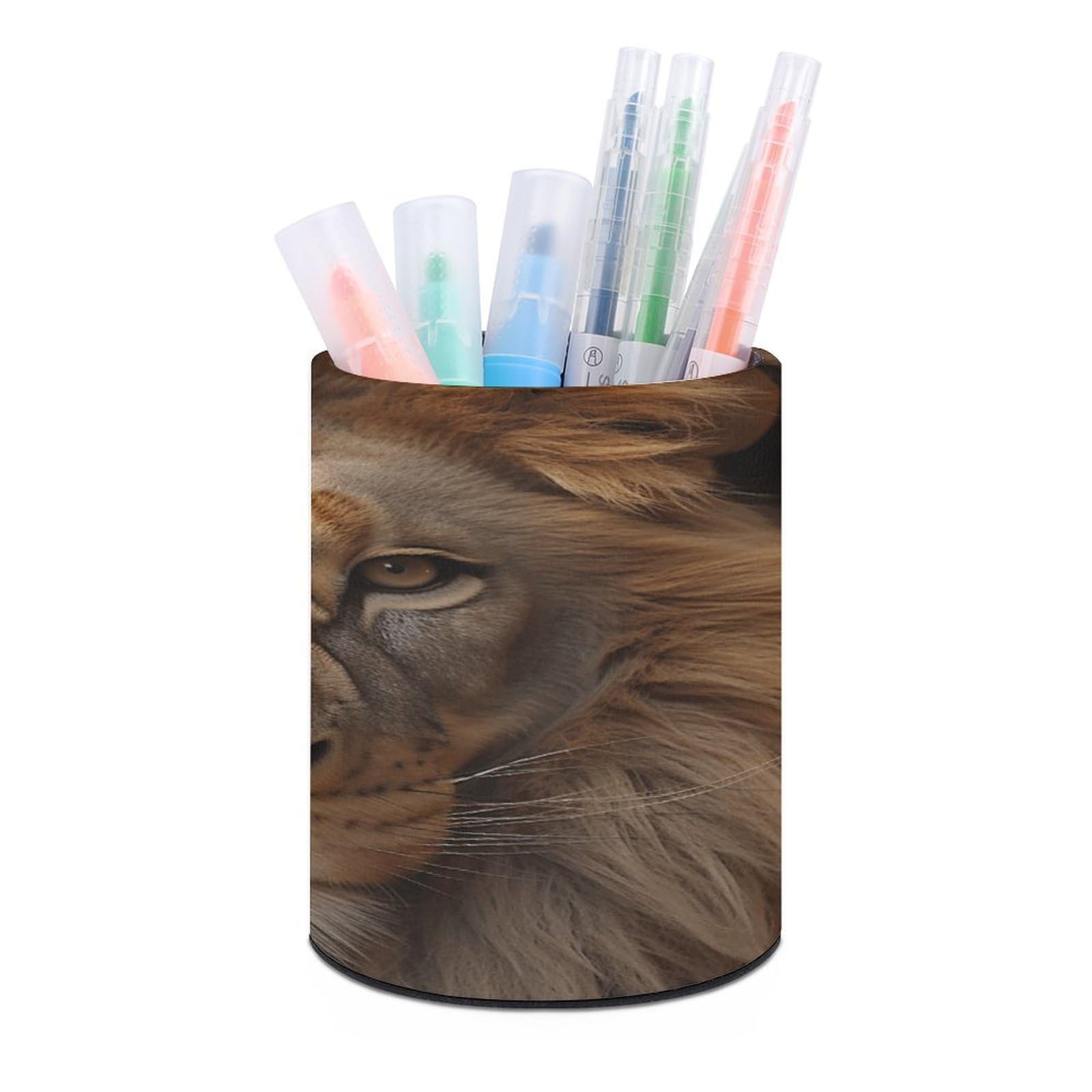 VstaDank African Lion Head Pen Holder for Desk Makeup Brush Holders Stylish Pen Cup Cute Pencil Cup Round Pencil Holder Decor Brush Scissor Holders for Multifunctional Office Supplies