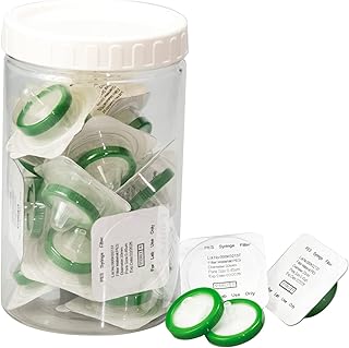 Sterile Syringe Filter PES Hydrophilic Filtration 0.45um Pore Size, 33mm Membrane Diameter, 20 Pack, Sterile Packed Individually for HPLC Sample Preparation