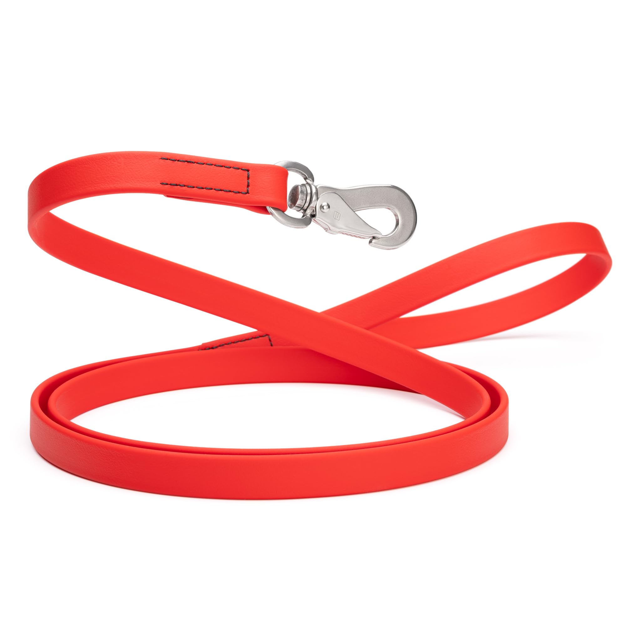 Biothane - Correa impermeable y duradera para perro con gancho giratorio de acero inoxidable Herm Sprenger, 6 pies, para perros medianos y grandes, fabricada en Estados Unidos (rojo cereza,