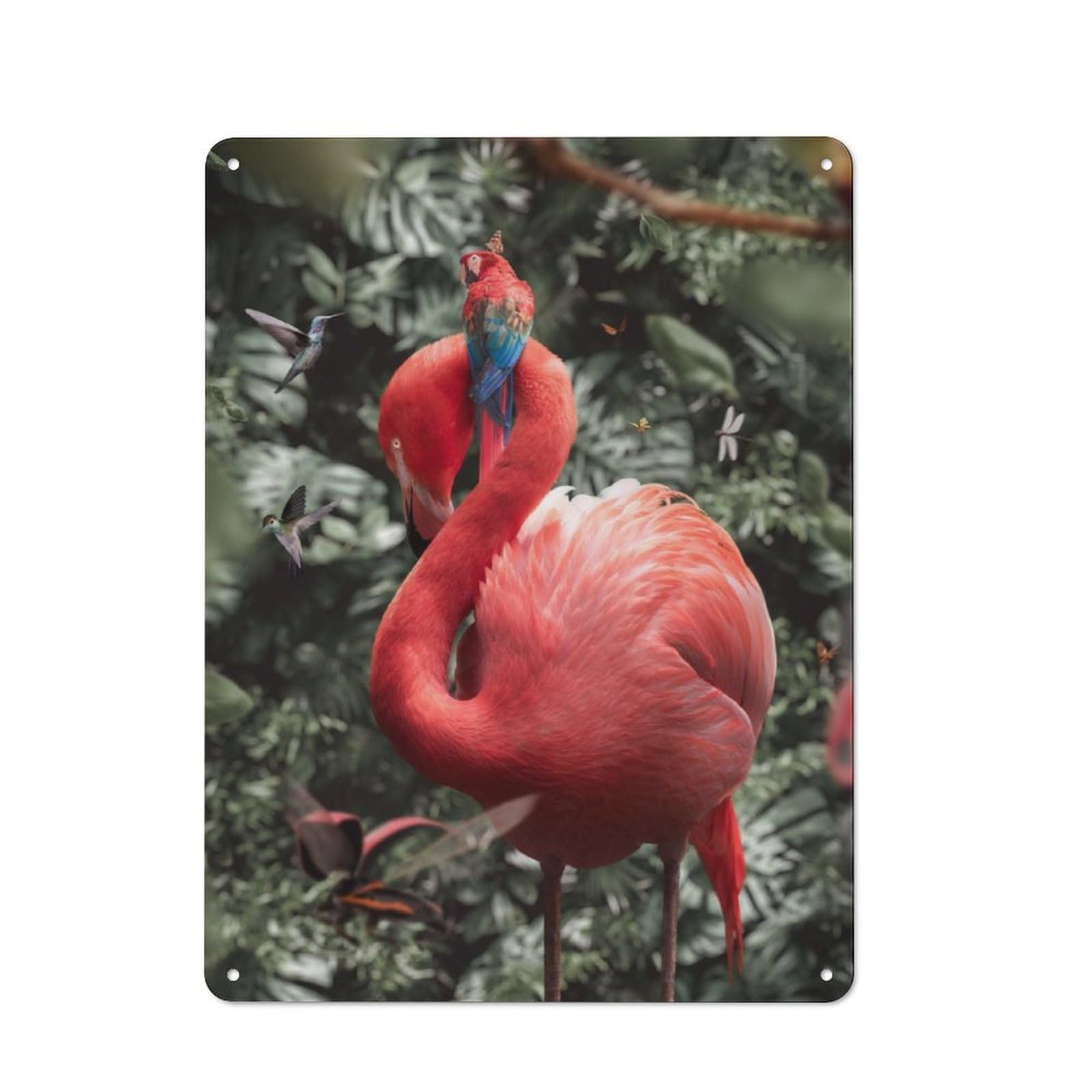 40x30cm Rustic Tin Sign with Flamingo Flair for Studio Or Craft Room, Tin Sign Wall Decor for Studios And Craft Rooms