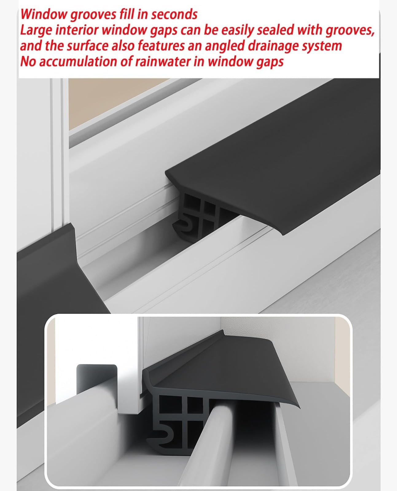 BLUEZY Protector De Lluvia para Ventana Corredera, Barrera De Sellado contra La Intemperie De 18 Mm, Evita El Reflujo De Agua De Lluvia, Barrera De Agua para Alféizar Exterior 200cm
