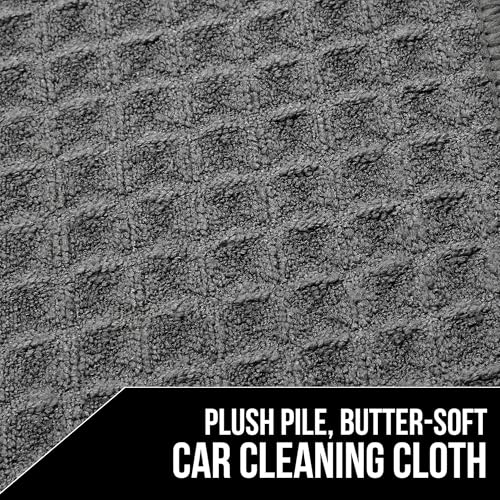 Image of SIMPARTE 380 GSM - Set of 2 - Microfiber Drying Towels - Waffle Weave Super Absorbent Lint- & Streak-Free Cloths for Car Cleaning, Glass, Windows & Home (40 x 48 cm)