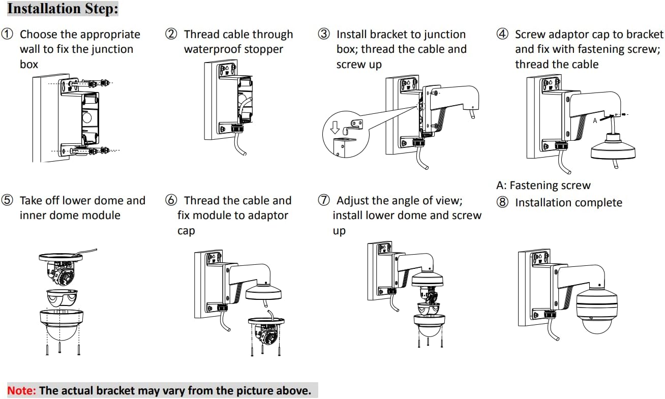 DS-1272ZJ-110B Wall Mount Bracket with Base for Hik-Compatible Dome IP Camera, WMS WML PC110B, White, Pack of 1