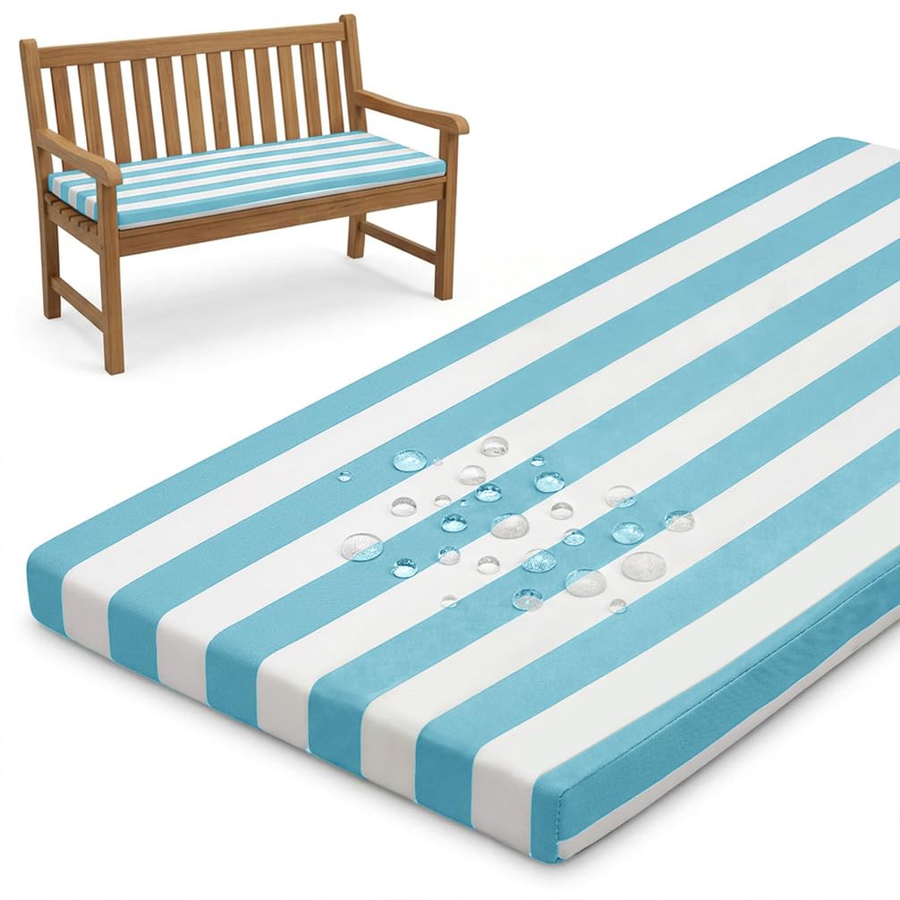 PTKG Waterproof Outdoor Cushions 2/3/4 Seater Chair Seat Pads Removable Cover Cushions for Sofa Waterproof Removable Cover for Garden, Rattan, Patio & Office Seat Pads,Blau,135x35x5cm