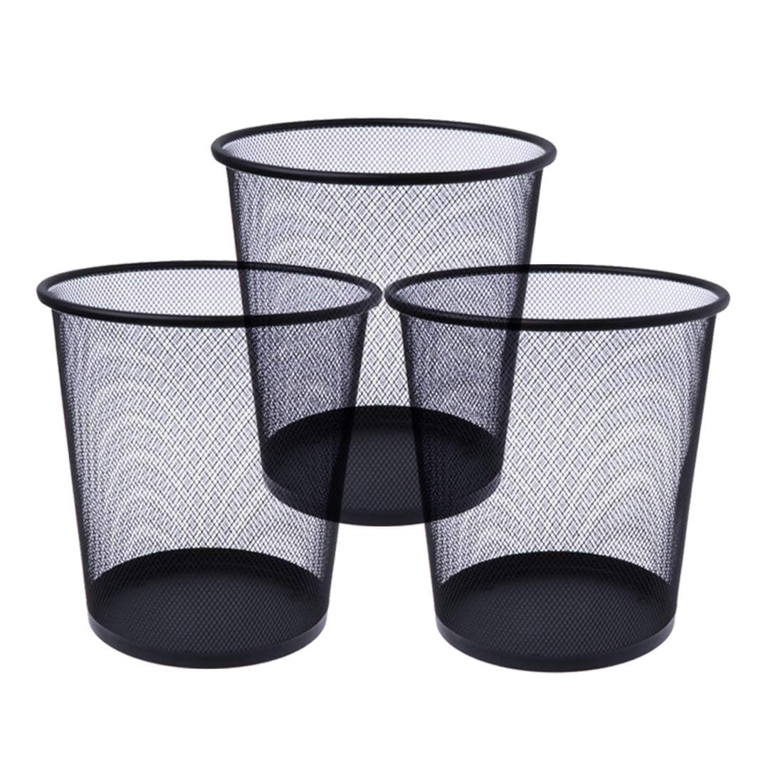 PUFFIN Open-Top Make it Metal Mesh Recycling Dustbins- Waste Basket | Open-Top Cylindrical for Home/Office/Coffee Shop/Hotel Non-Toxic - Black Set of 3, Medium (17L)-image-37