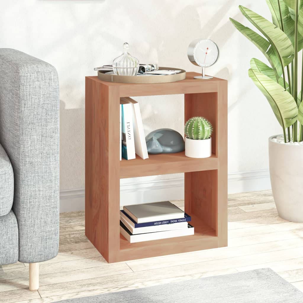 Beistelltisch 45x30x60 cm aus Massivholz Teak, Rustikaler Couchtisch mit 2 Ablagefächern, Kleiner Nachttisch für Schlafzimmer und Wohnzimmer, Kompakter Telefontisch und Pflanzenständer