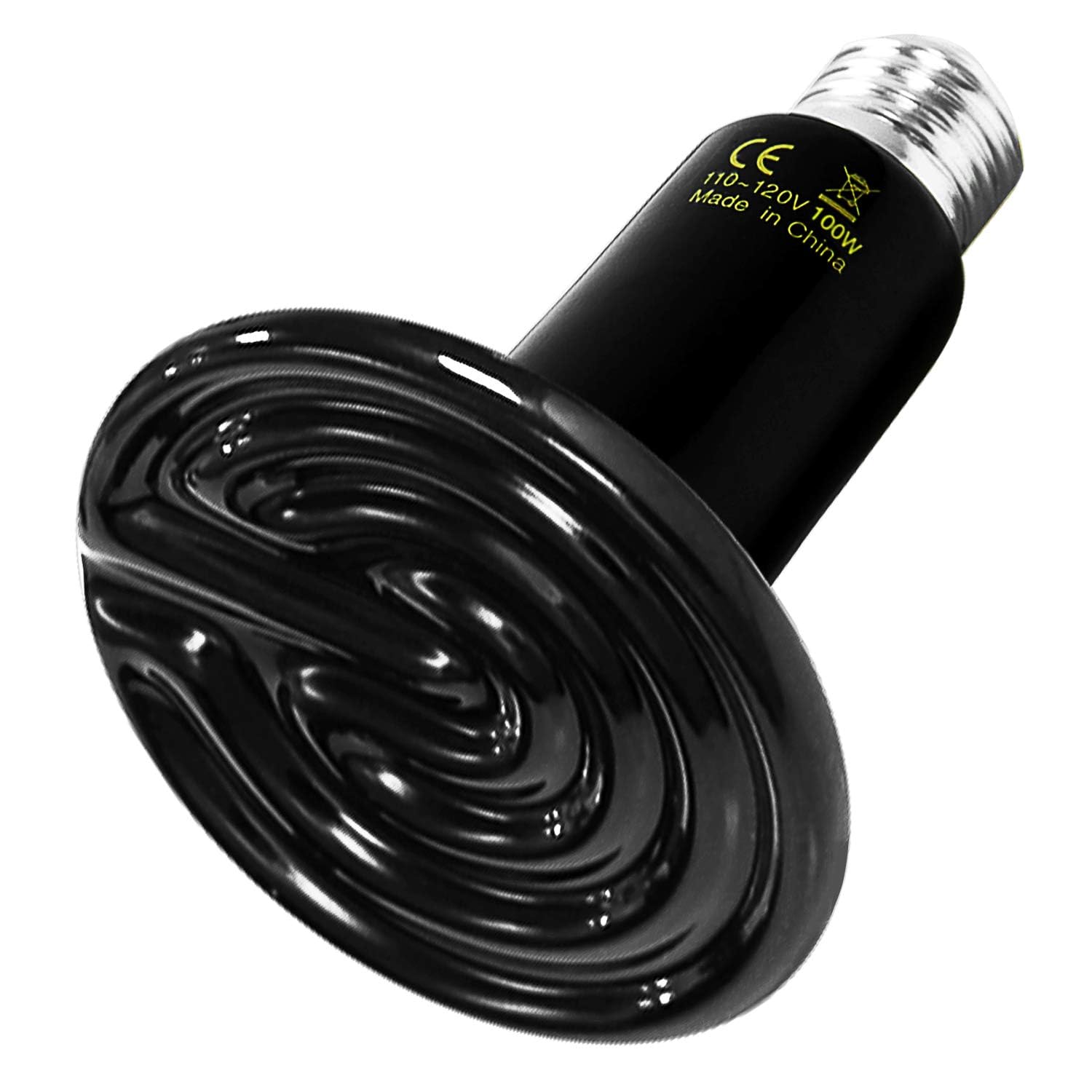 Simple Deluxe 100W 1-Pack Ceramic Heat Emitter Reptile Heat Lamp Bulb No Light Emitting Brooder Coop Heater for Amphibian Pet & Incubating Chicken