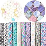 David Angie Rhombus Chevron Printed Geometric Patterns Faux Leather Fabric Sheet 10 Pcs 8