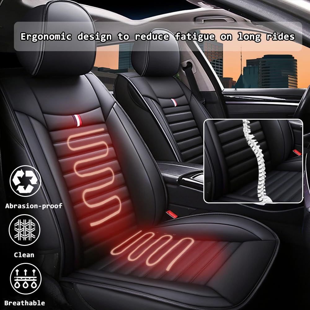 Ensemble complet de housses de siège de voiture universelles en cuir synthétique avant et arrière – Coussins de voiture pour Toyota Auris, Avensis, Camry, Corolla, Highlander, Hilux, Land, Cruiser