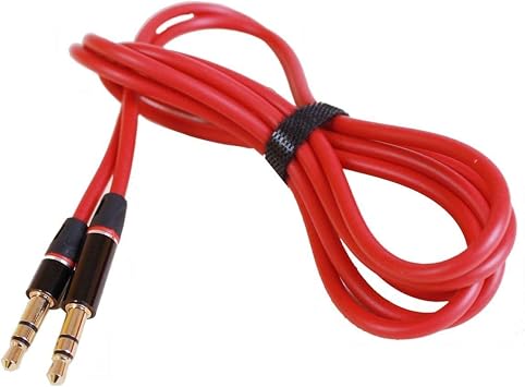Replacement 4ft 3.5mm Stereo Audio Cable AUX Cord for Beats Studio Solo Skullcandy Crusher Sony WH-CH700N Wireless Noise Cancelling Over-Ear Headphones Red