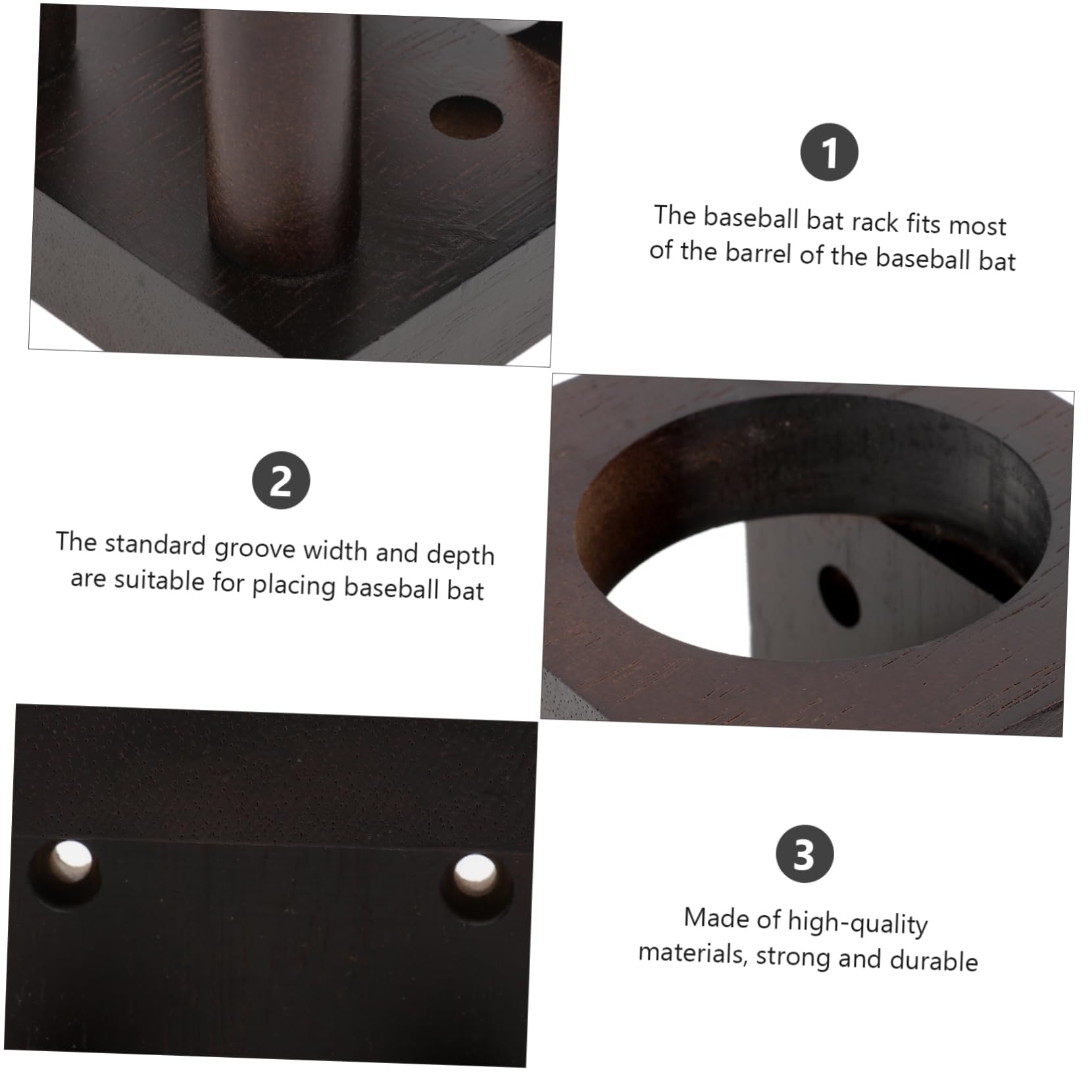 HANABASS 1pc Wooden Baseball Bat Holder Mount Bat Bracket for Display Baseball Support for Garage