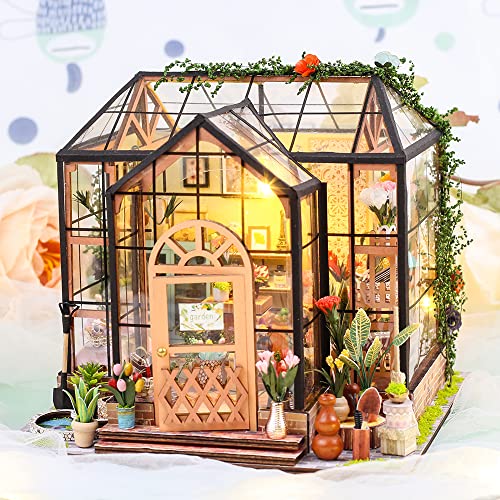 CUTEBEE DIY Puppenhaus Miniatur House, Jenny's Gewächshaus Miniatur Haus Kit mit LED-Licht und Möbeln, Maßstab 1:24… – Bild 4