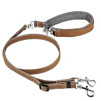 スペイン製 高級ハンドメイド犬用リード(2m) Peruvian Gold Amazon | Beanspet 犬用リード 2重ロック ダブルナスカン レザー