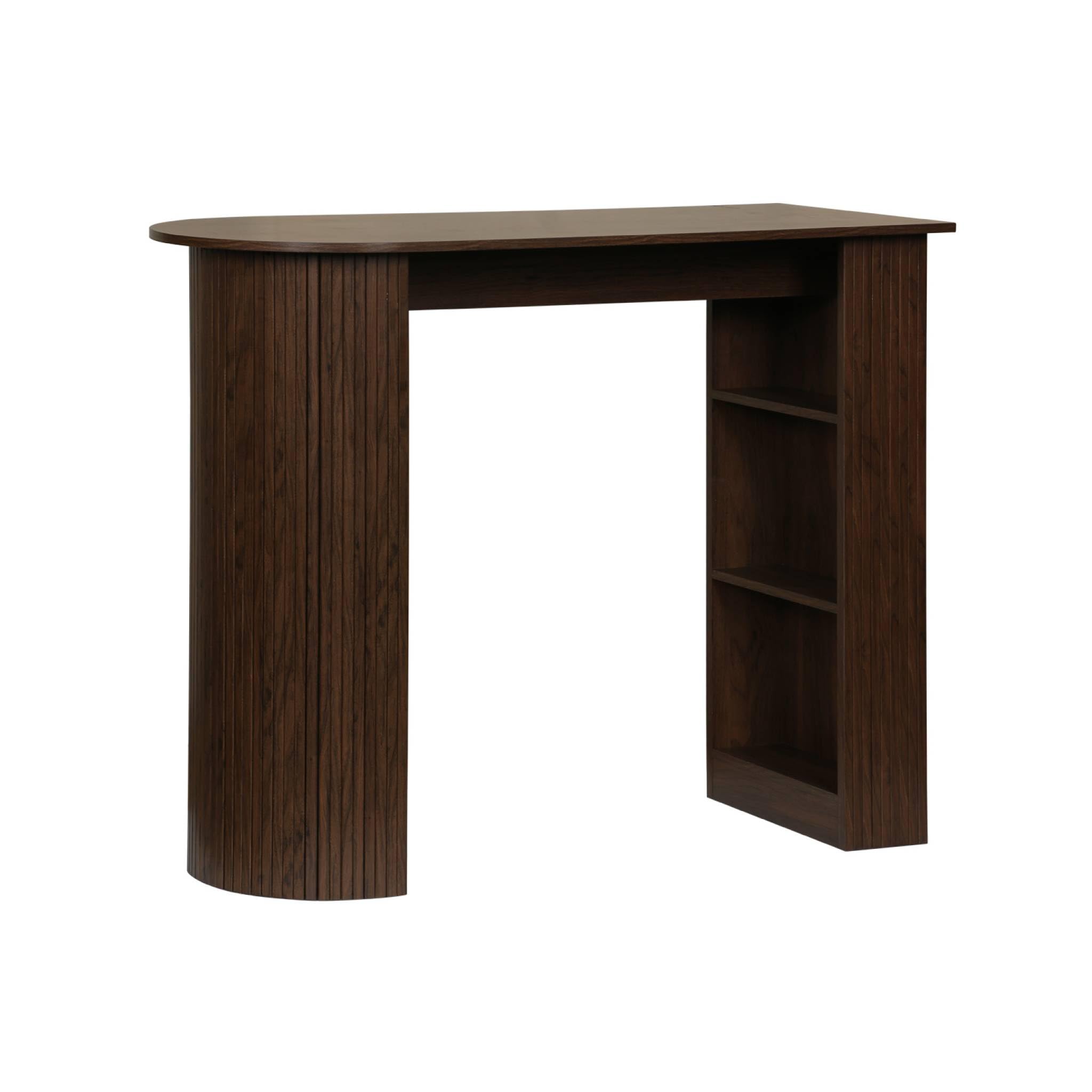 sweeek - Table Bar. Table Haute de Cuisine Table d'appoint décor Bois avec rangements. 3 étagères. 120 x 55 x 100 cm