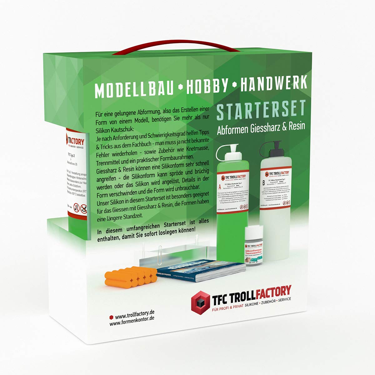 TFC Starterset zum Selbermachen von Silikonformen für Epoxidharz und Resin | Mittelhartes Silikon Kautschuk, Abformset, DIY Formenbau & Gießen