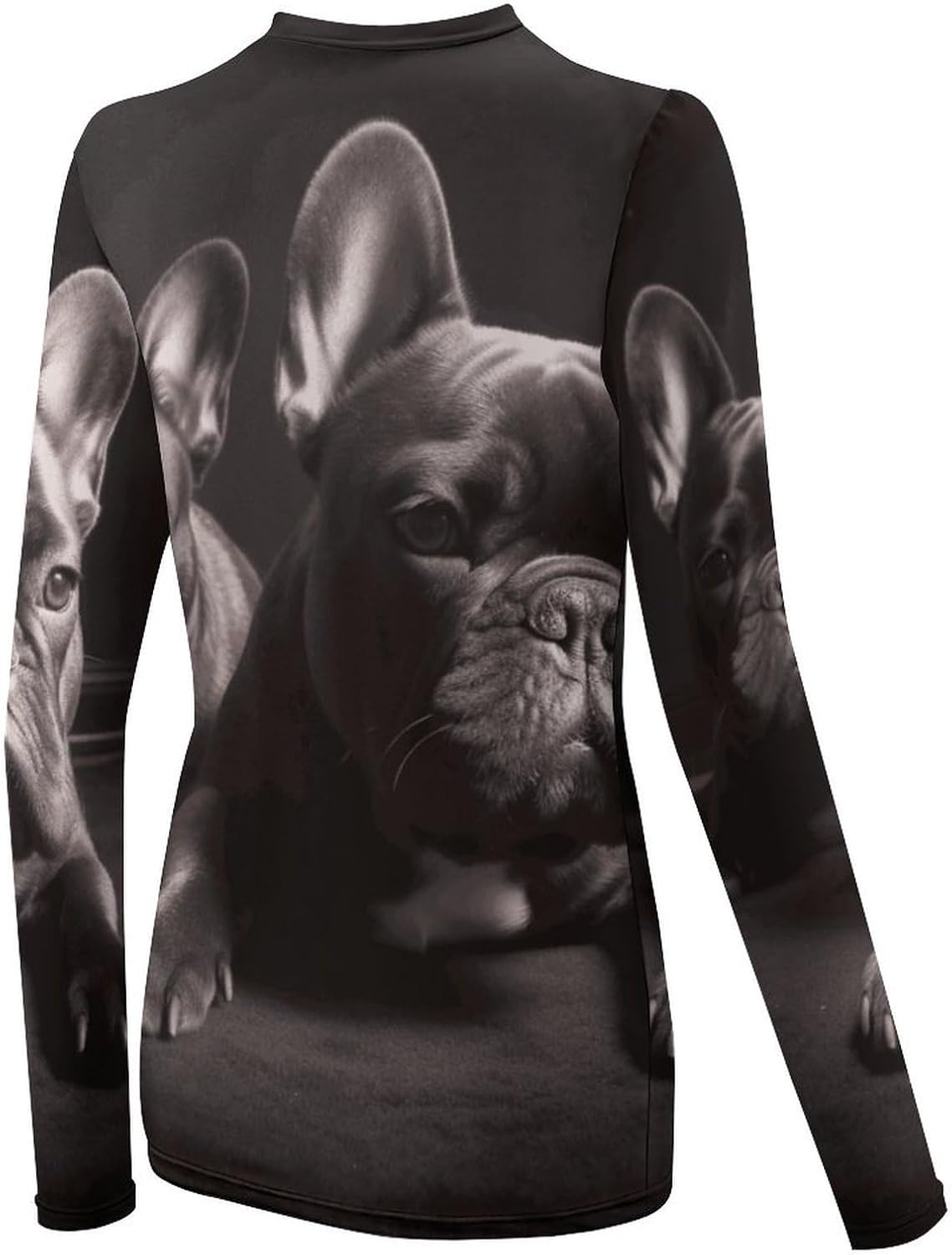 French Bulldog Rash Guard for Women UPF 50+ UV Sun Protection | Long Sleeve Workout Top Quick Dry Athletic Hiking Shirt Moisture Wicking Swim Shirt for Running, Cycling, Swimming
