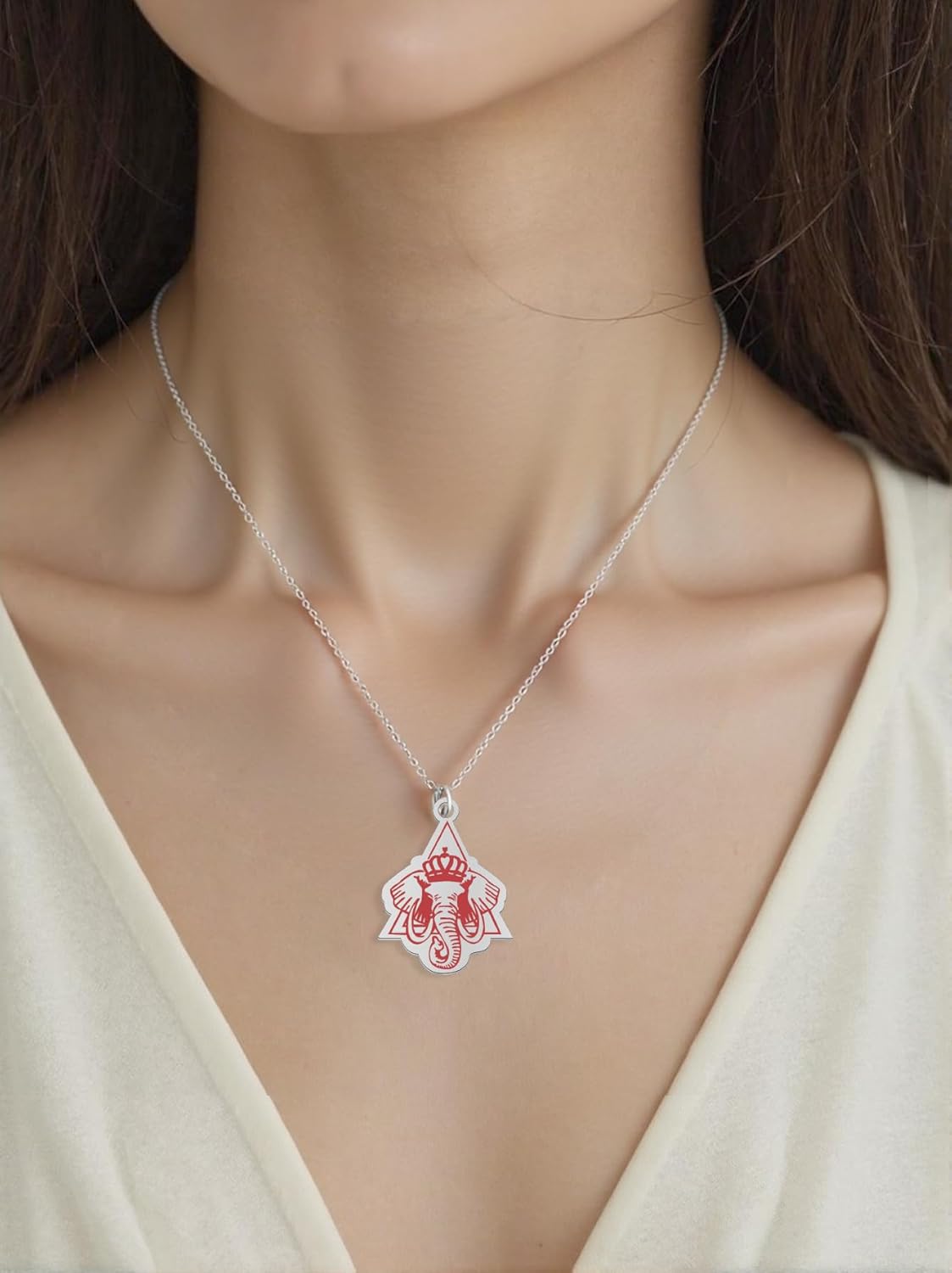 VAMSII Red Elephant Charm Necklace Greek Sorority Merch - Image 6