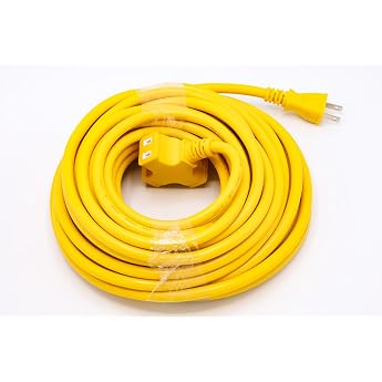 Ultra Soft Cross Extension Cord 49ft 15m 3-Outlet Extension Cord Yellow