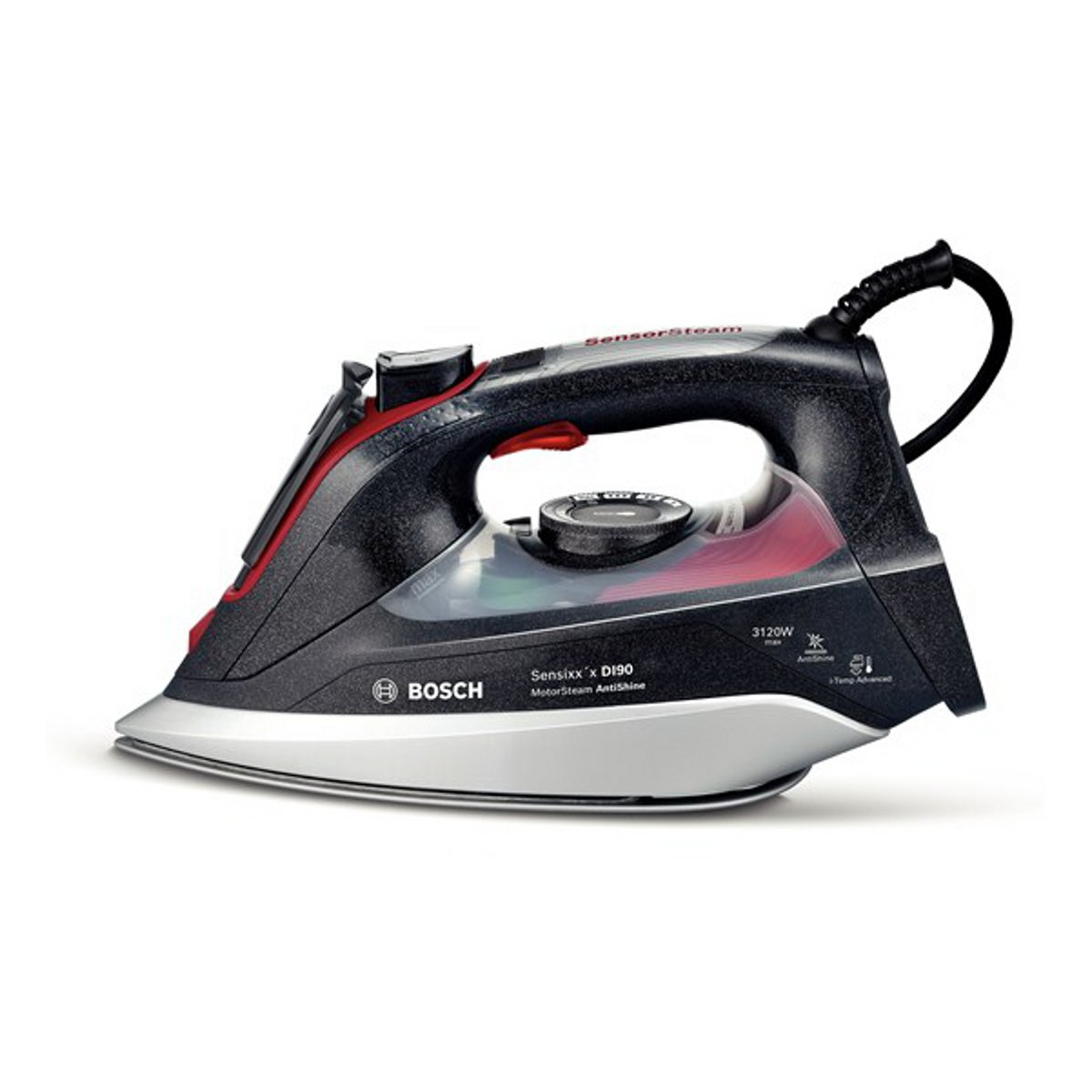 Bosch TDI9020GB Sensixx´x DI90 AntiShine Compact Steam Generator Iron 3120 W - Black/Red
