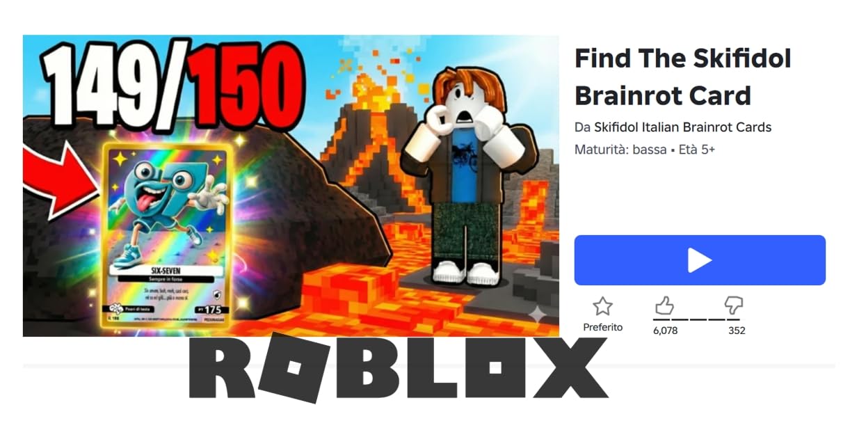 Generico Serie Roblox – Find The Skifidol Brainrot Card, Blister de 25 cartas inéditas y 14 cartas de juego Serie Gamma - SET SEGUNDO