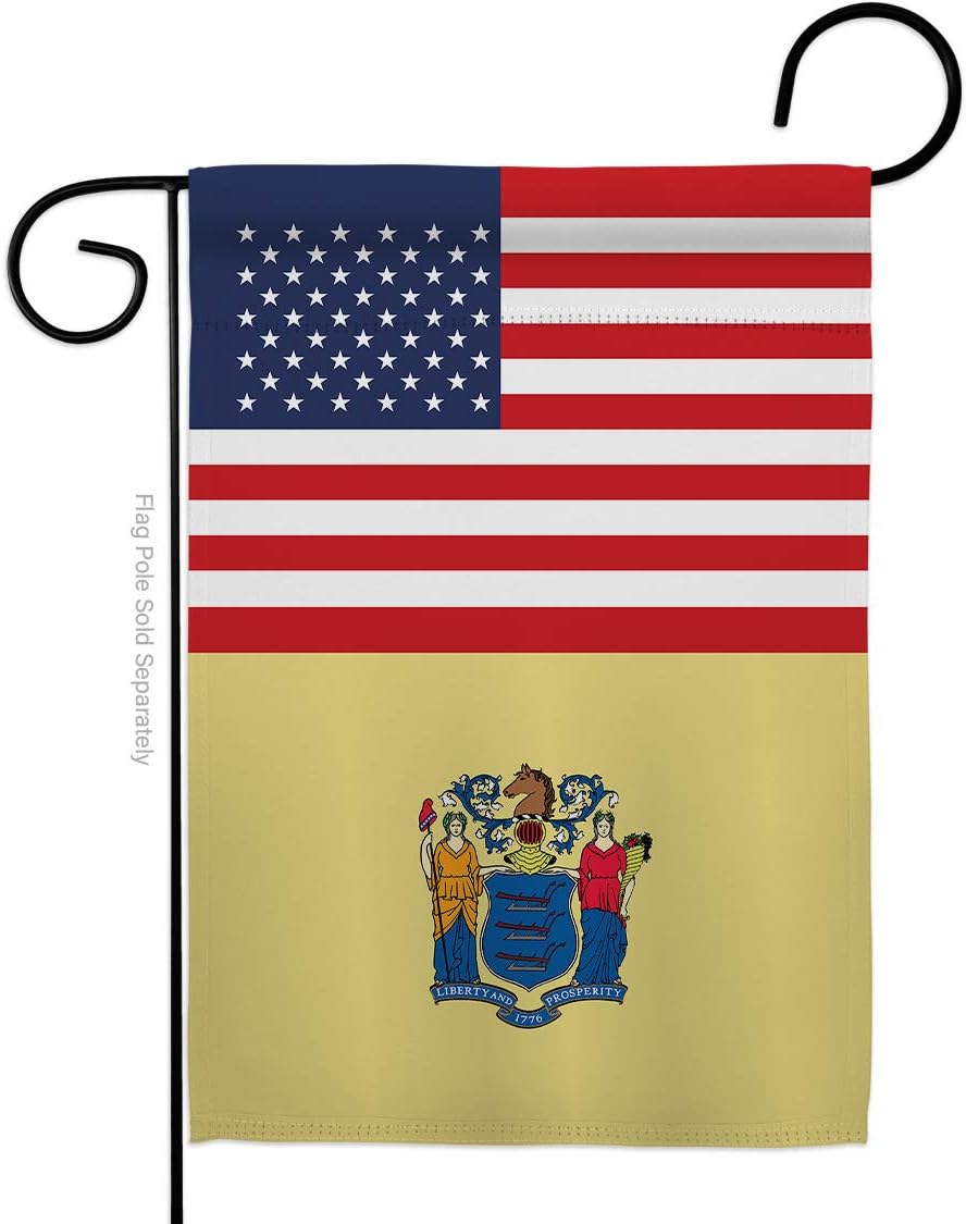 US New Jersey Garden Flag Set Wall Hanger Americana States USA American Territories Republic Country Particular Area Small Decorative Gift Yard House Banner Made In 13 X 18.5