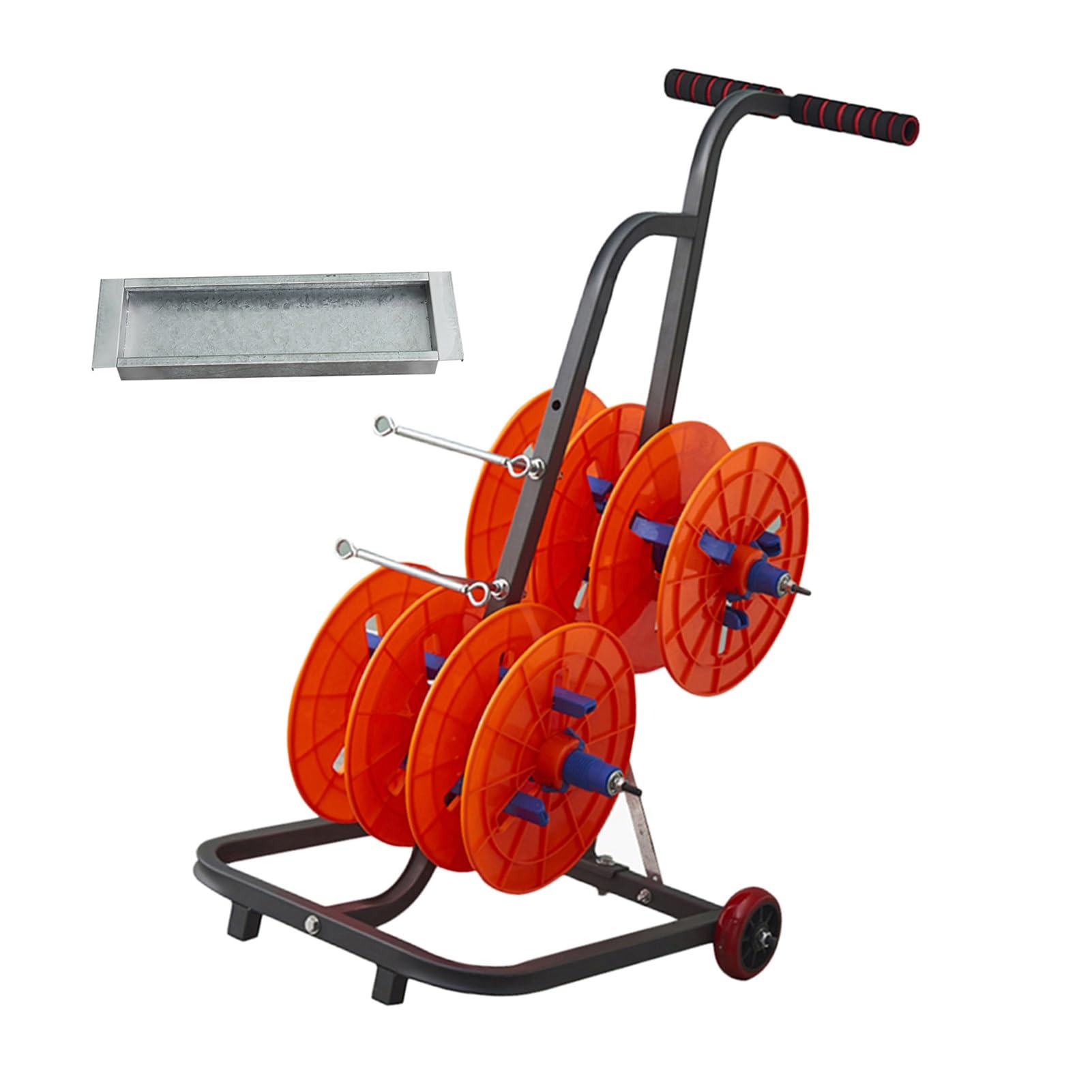 Soporte dispensador de cables de 4 carretes con bandeja superior