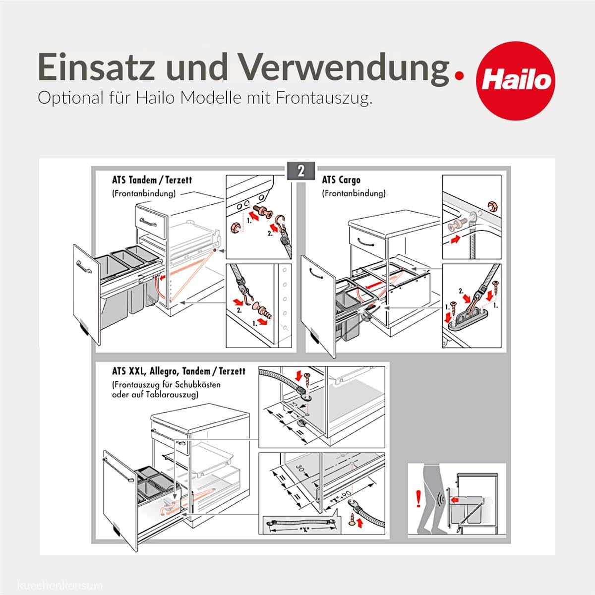 Hailo Kick and Go 3691301 | Öffnungssystem für Abfallsammler per Fußtritt | passend für Unterschrank Auszug Cargo Tandem Terzett und Allegro