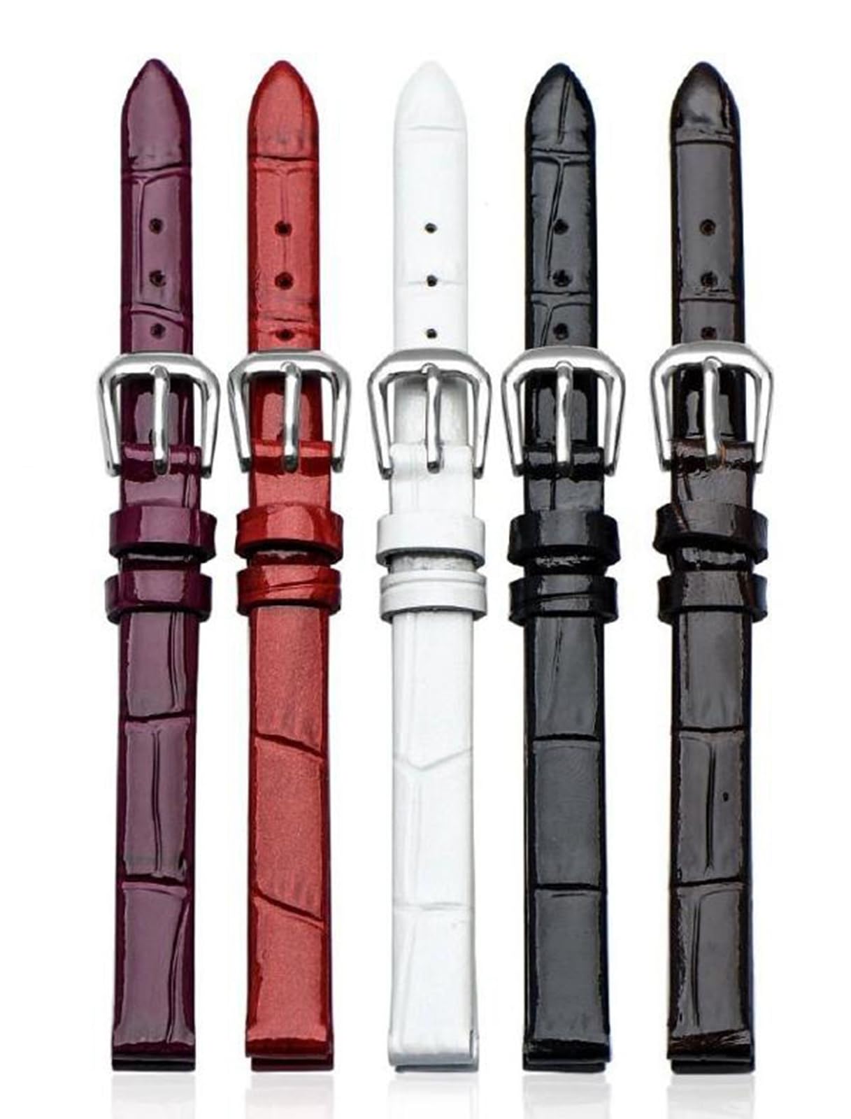 Cinturino per orologio in pelle liscia con motivo bambù e fibbia ad ardiglione da 6-18mm