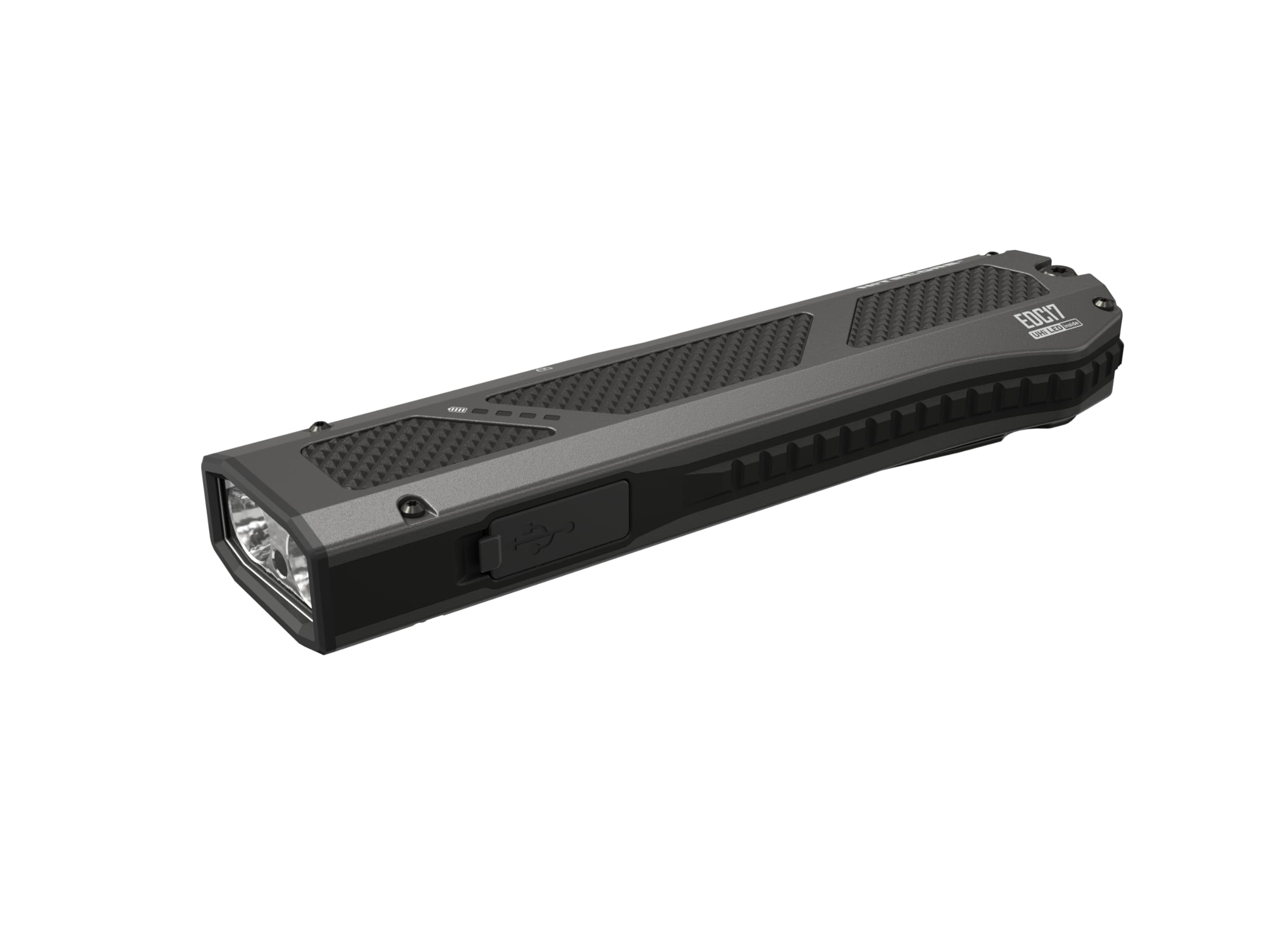 Nitecore EDC17 latarka EDC 1500 lumenów – 3 w 1 z białym światłem, czarnym światłem UV i zielonym modułem, smukła płaska stal nierdzewna, ładowalna USB-C, wodoodporna, do użytku na zewnątrz lub do