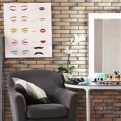 Miniatura 5 de FINGERINSPIRE Plantillas faciales de 11.7 x 8.3 pulgadas, plantillas de ojos de plástico, grandes reutilizables, para boca, labios, nariz, bigotes,